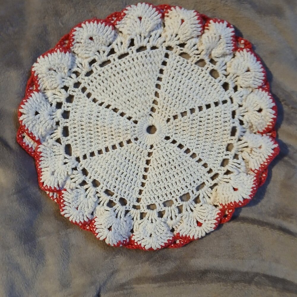 Vintage Grandma Made Round Red and White Dollie